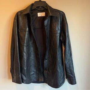 Women’s Babaton Black Vegan Leather Shirt Jacket Size 2XS‎